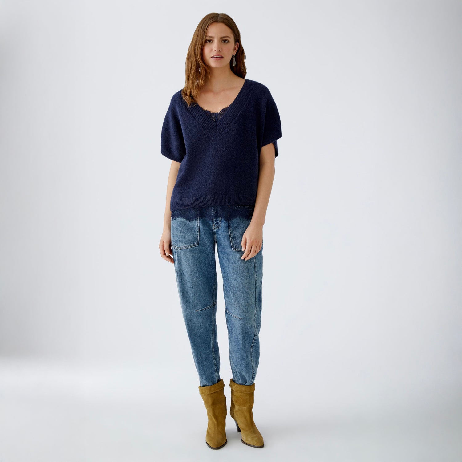 V Neck Knitted Tank - Navy