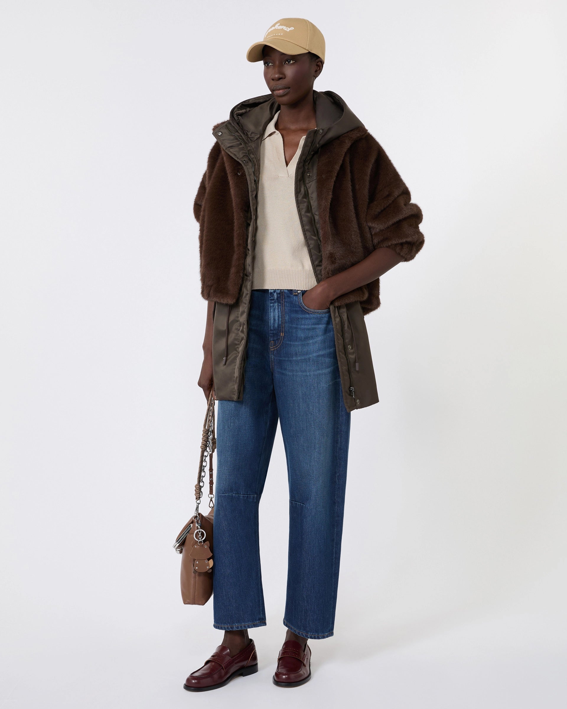 Denemone Faux Fur Bomber - Brown