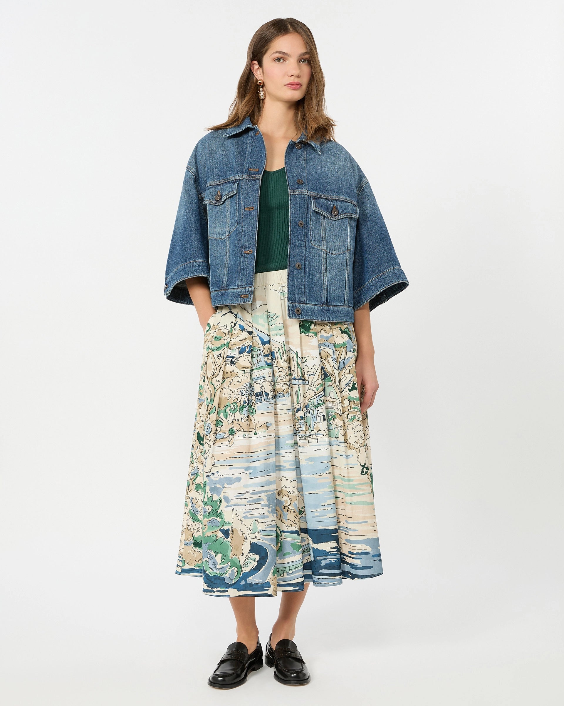 Adeptoa Holiday Print Skirt - Light Blue