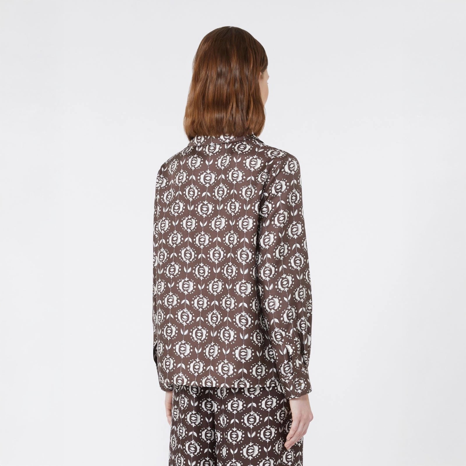 Oncia Silk Patterned Shirt - Chocolate