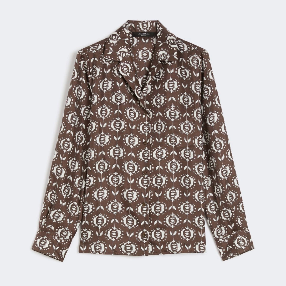 Oncia Silk Patterned Shirt - Chocolate
