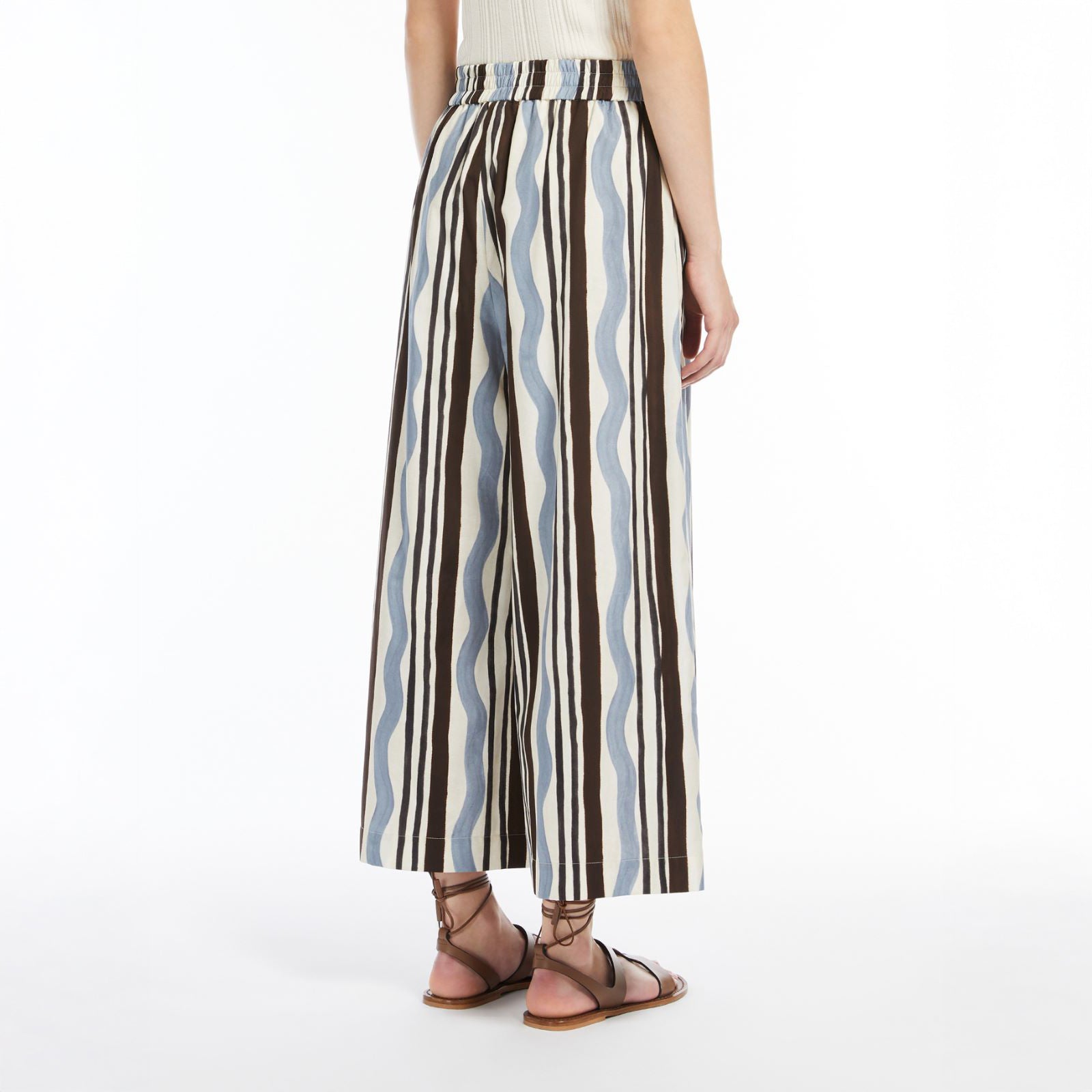 Virgin Cotton Printed Trousers - Light Blue Wave