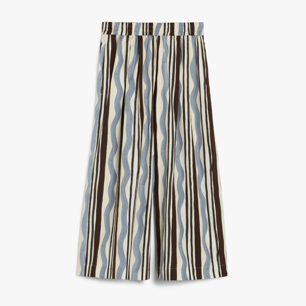 Virgin Cotton Printed Trousers - Light Blue Wave
