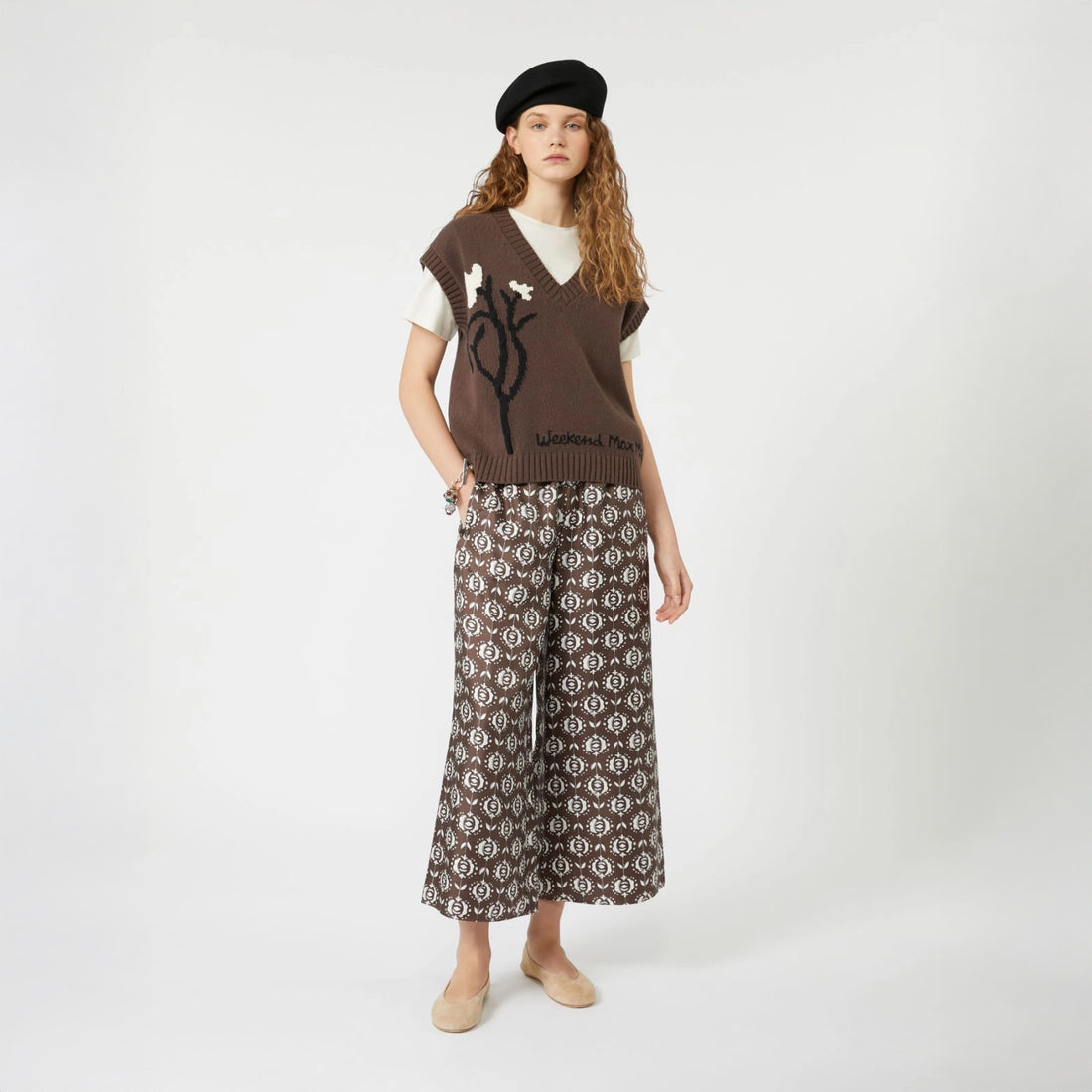 Tortona Silk Patterned Trouser - Chocolate