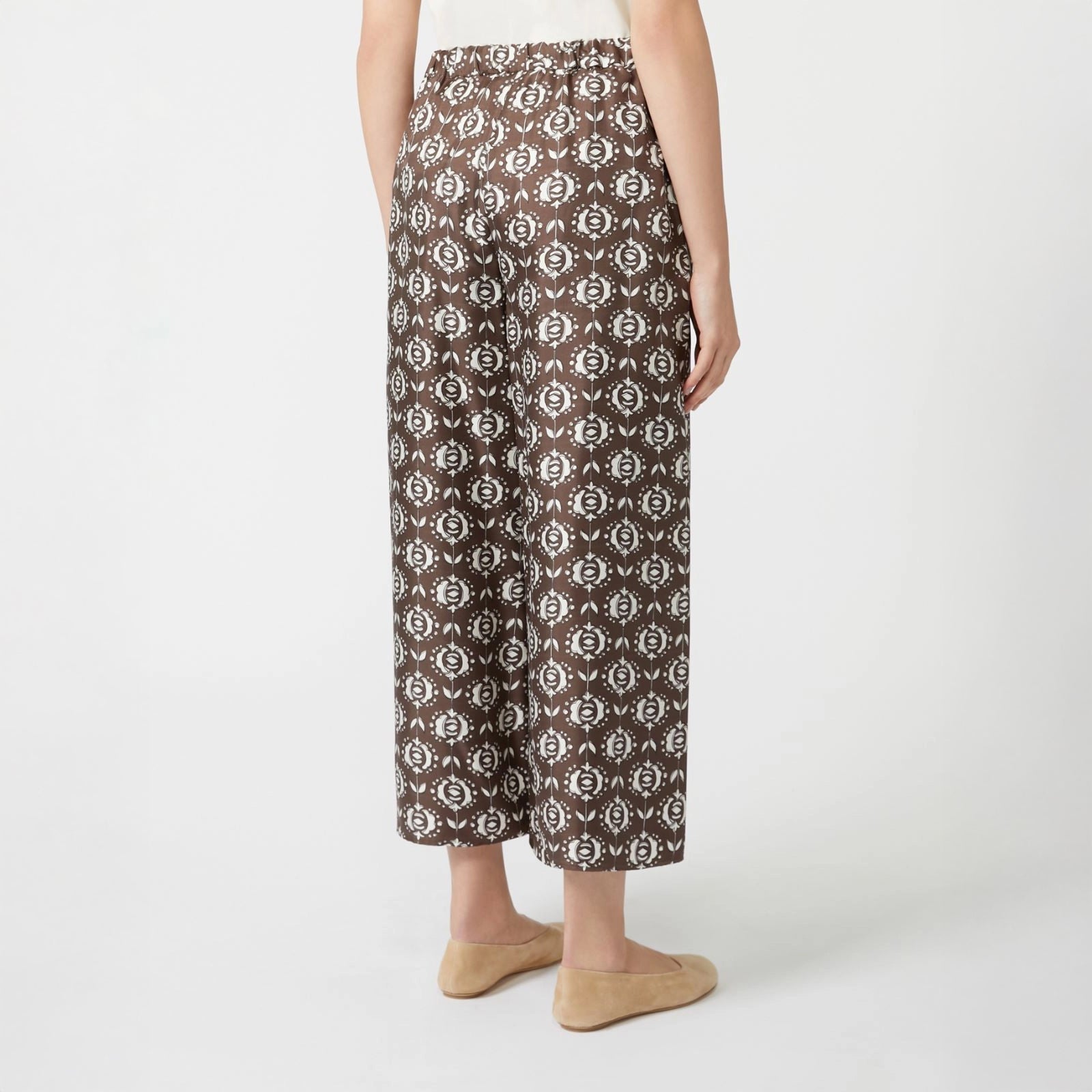 Tortona Silk Patterned Trouser - Chocolate