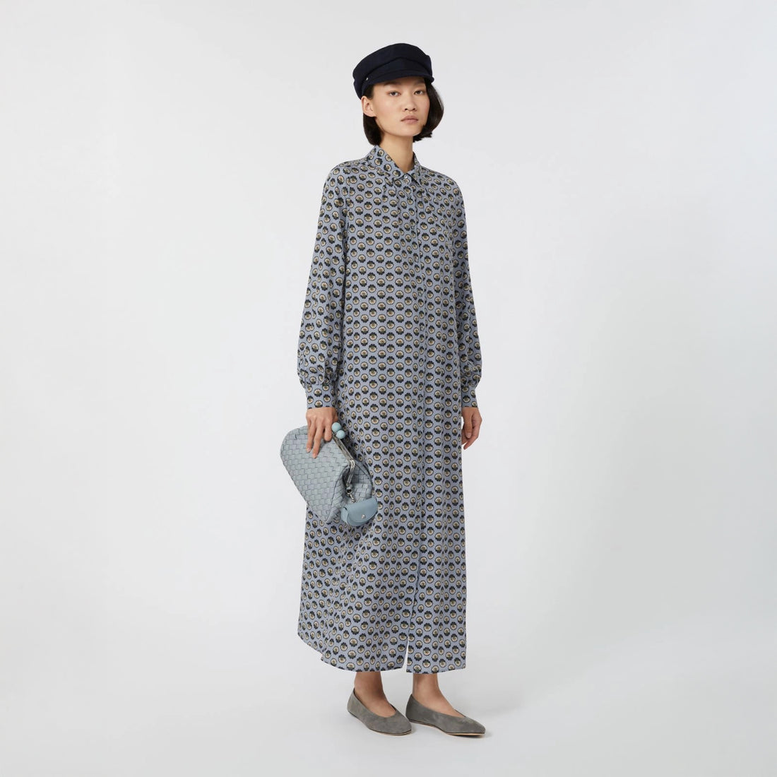 Narvel Patterned Shirt Dress - Blue Print