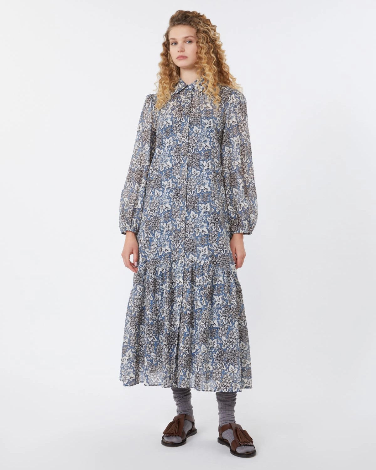 Oboli Printed Shirt Dress - Navy