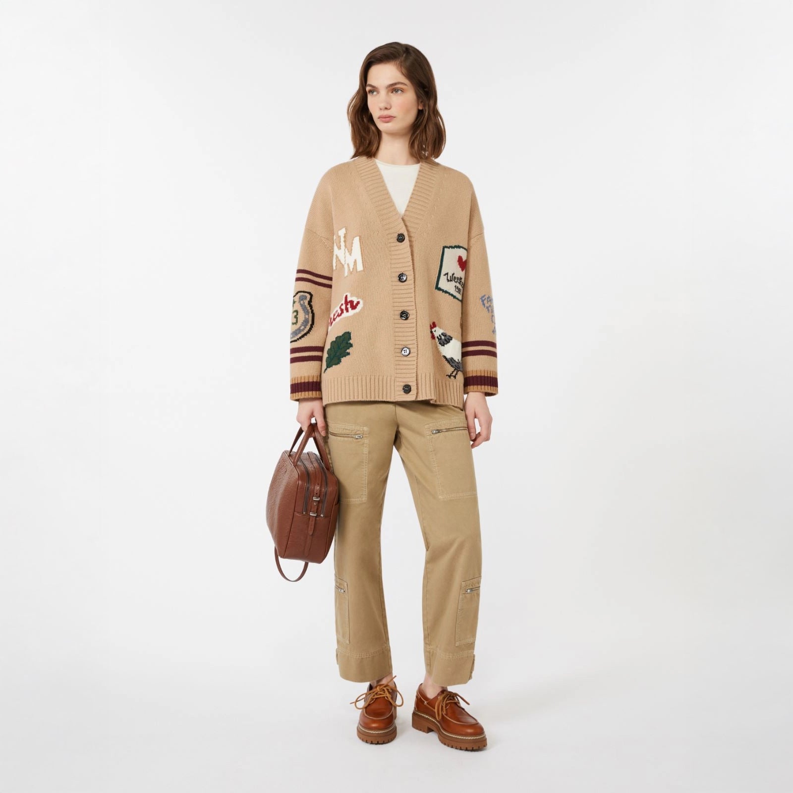 Belgio Intarsia Cardigan - Beige