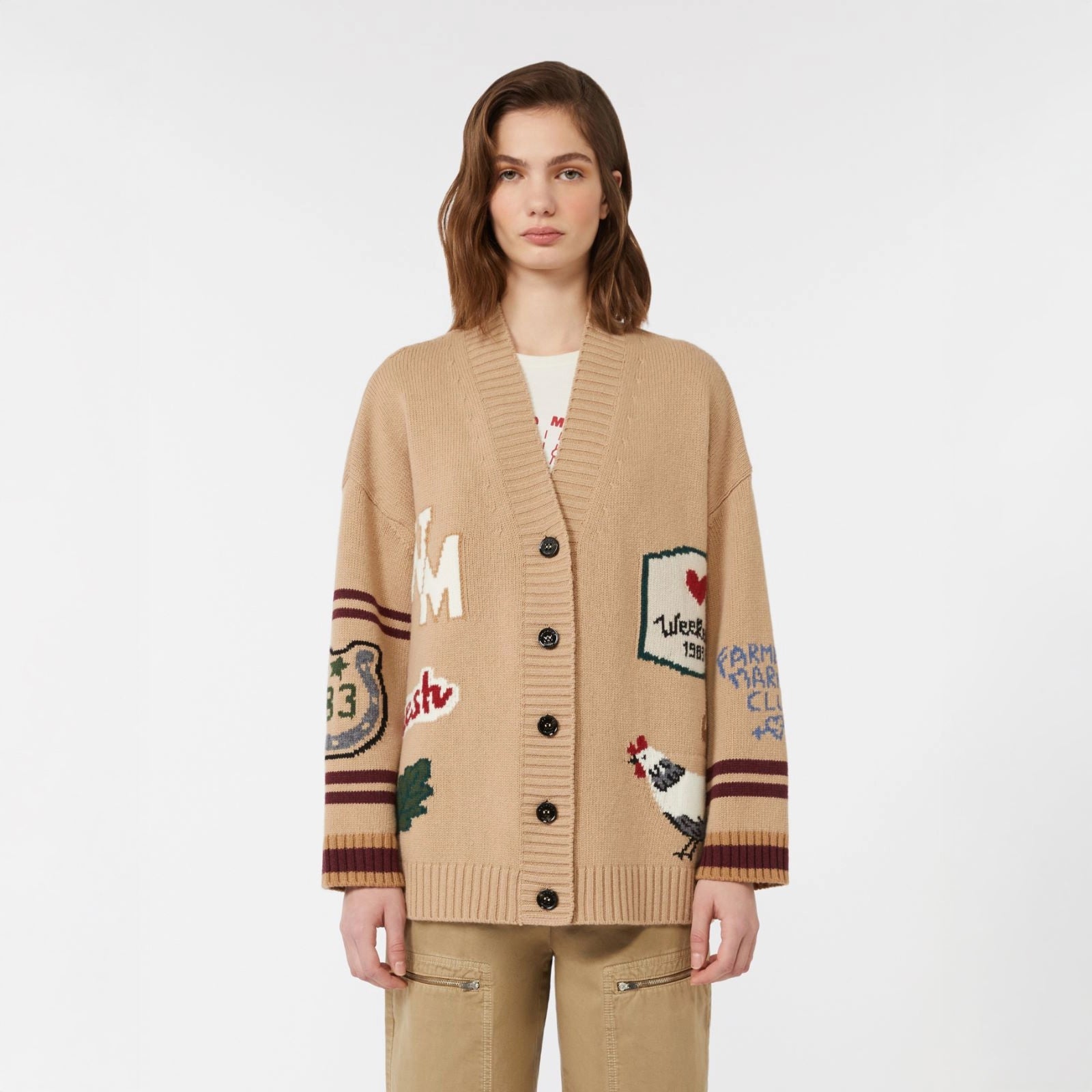 Belgio Intarsia Cardigan - Beige