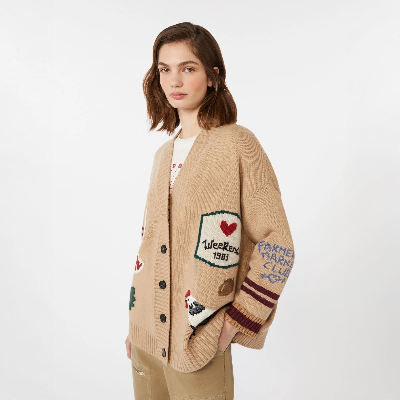 Belgio Intarsia Cardigan - Beige
