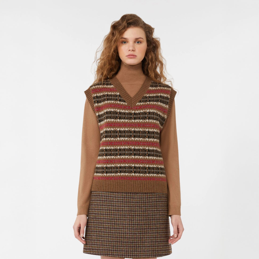 Fleres Jacquard Tank - Camel