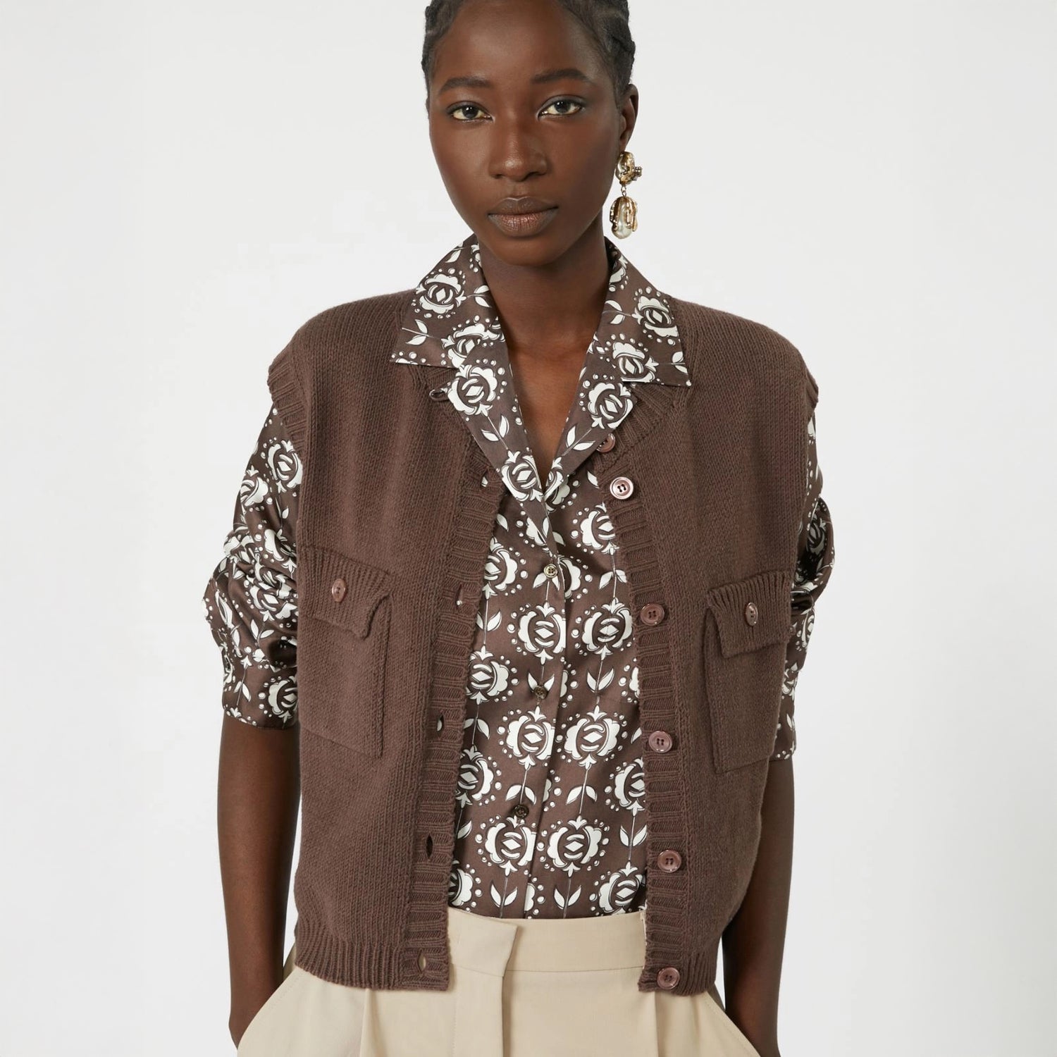 Caprara Knitted Waistcoat - Chocolate