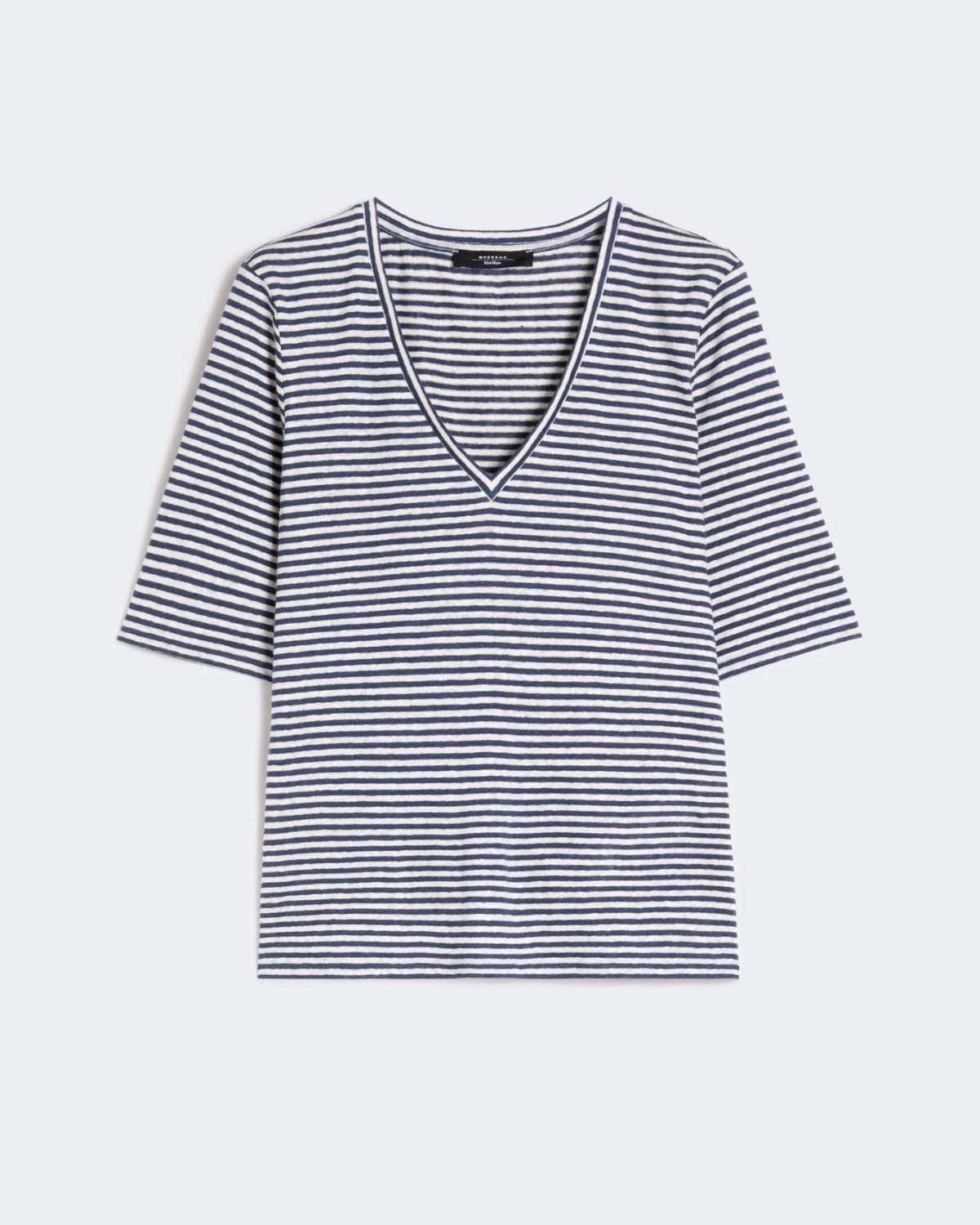 Opzione Stripe V Neck Tee - Navy