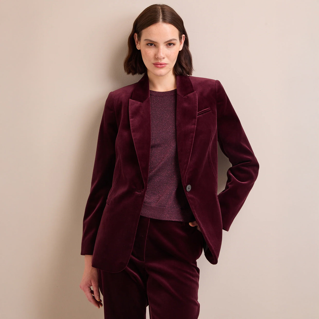 Jamie Velvet Jacket - Burgundy