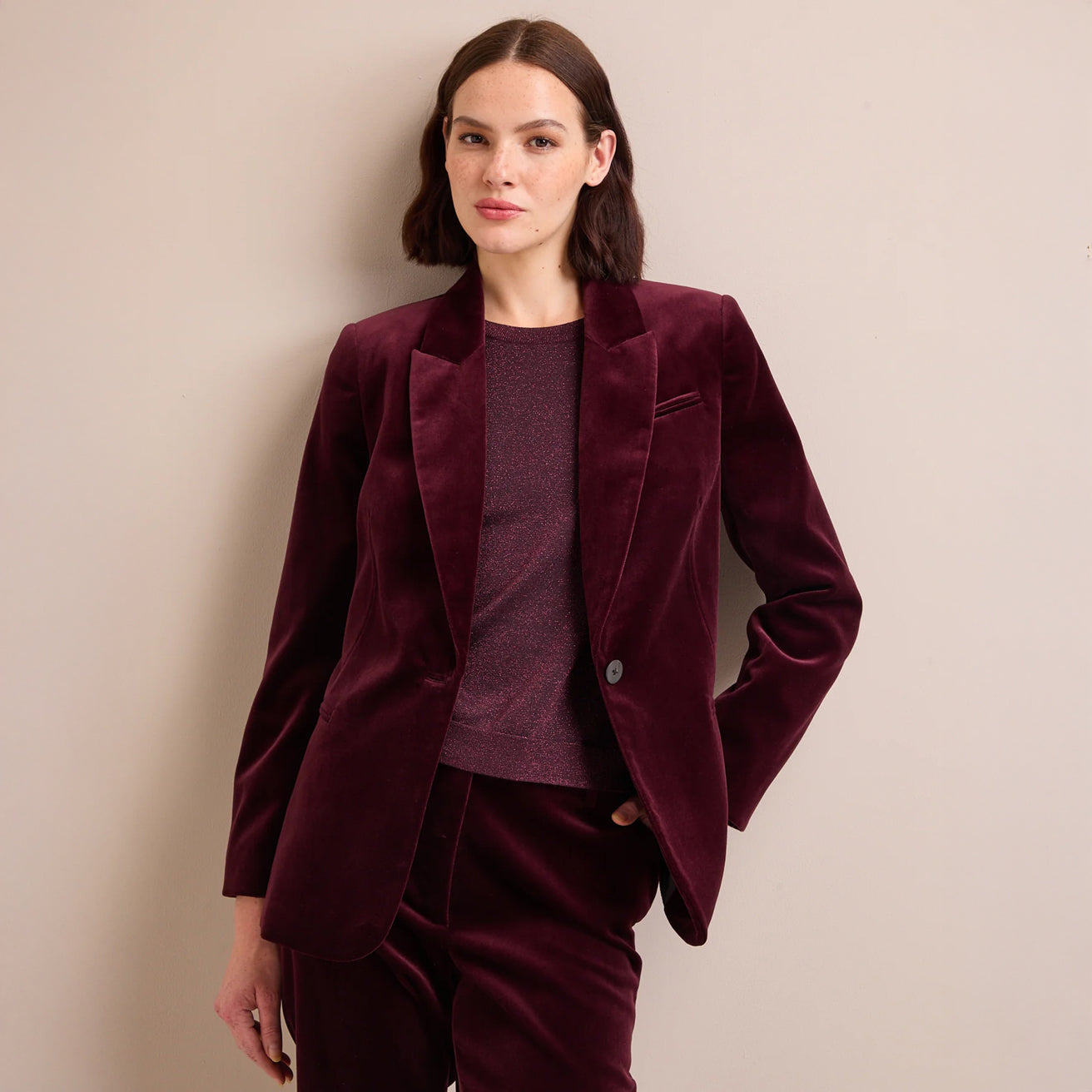 Jamie Velvet Jacket - Burgundy