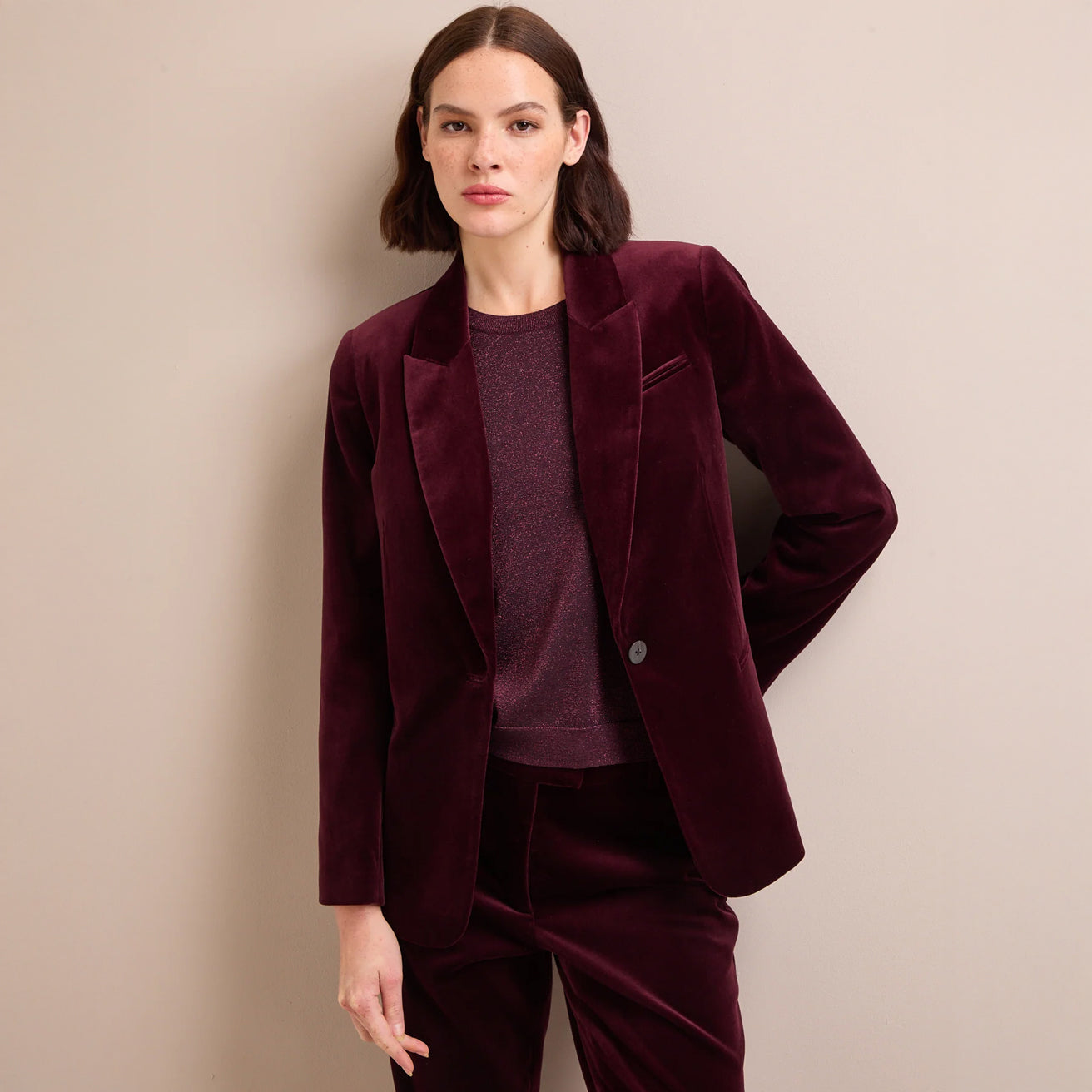 Jamie Velvet Jacket - Burgundy