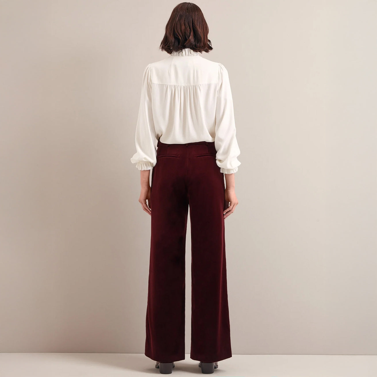Taylor Velvet Trouser - Burgundy