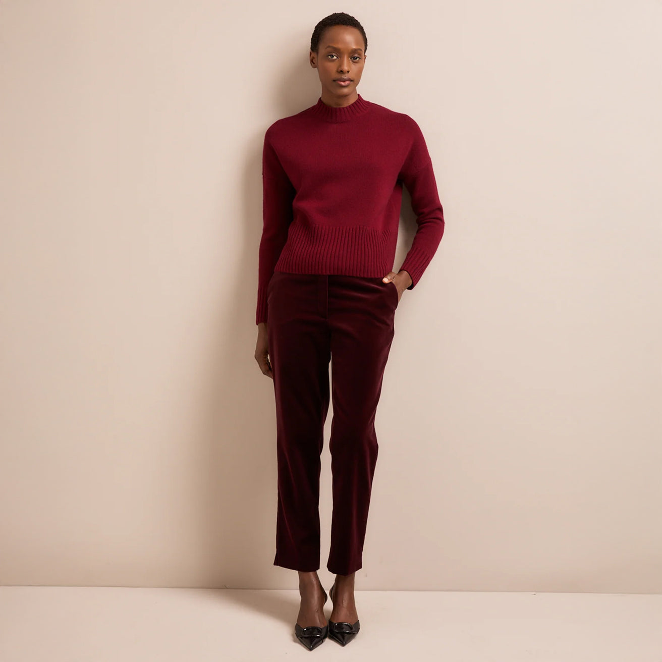 Jasper High Neck Jumper - Burgundy