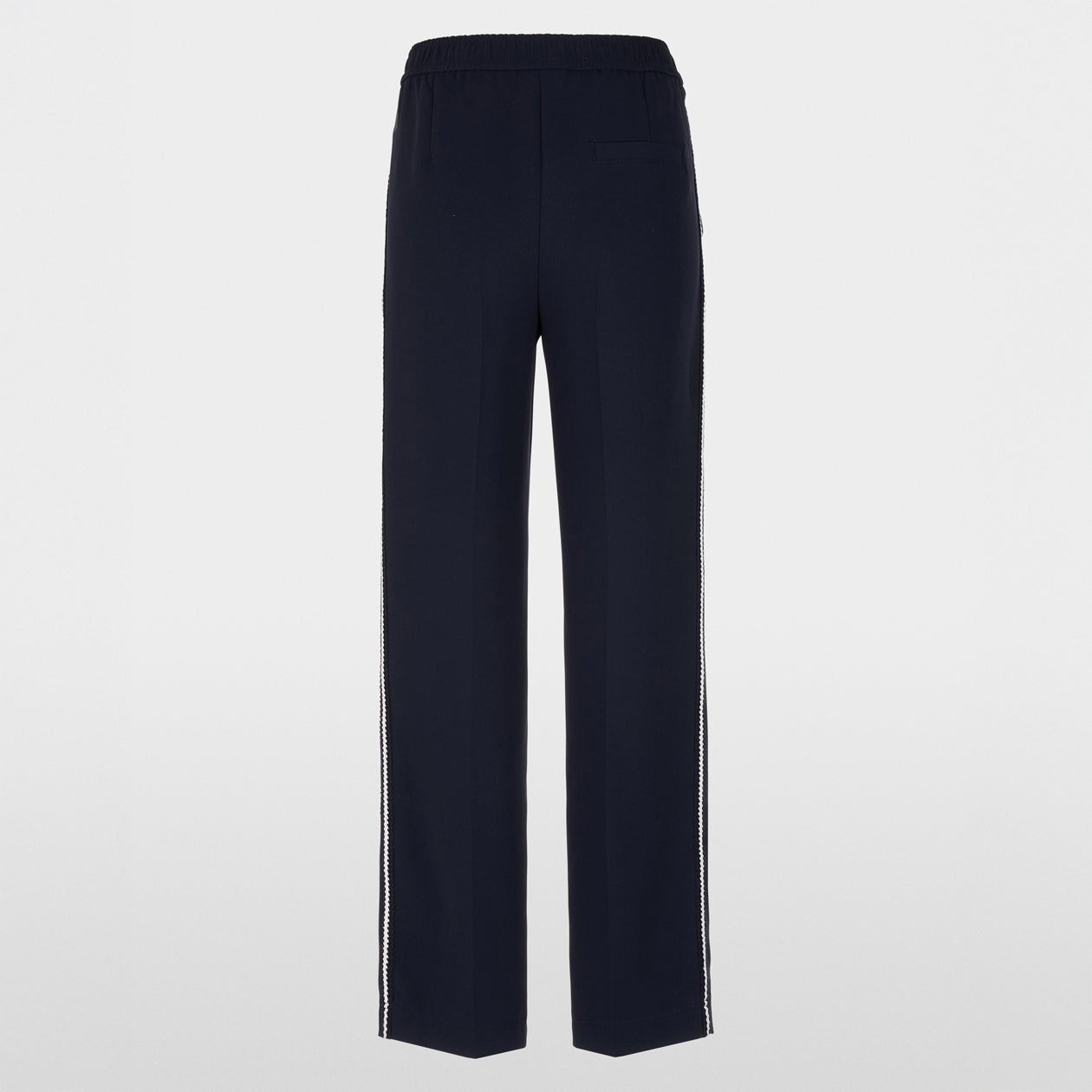 Wide Leg Braid Trim Trousers - Navy