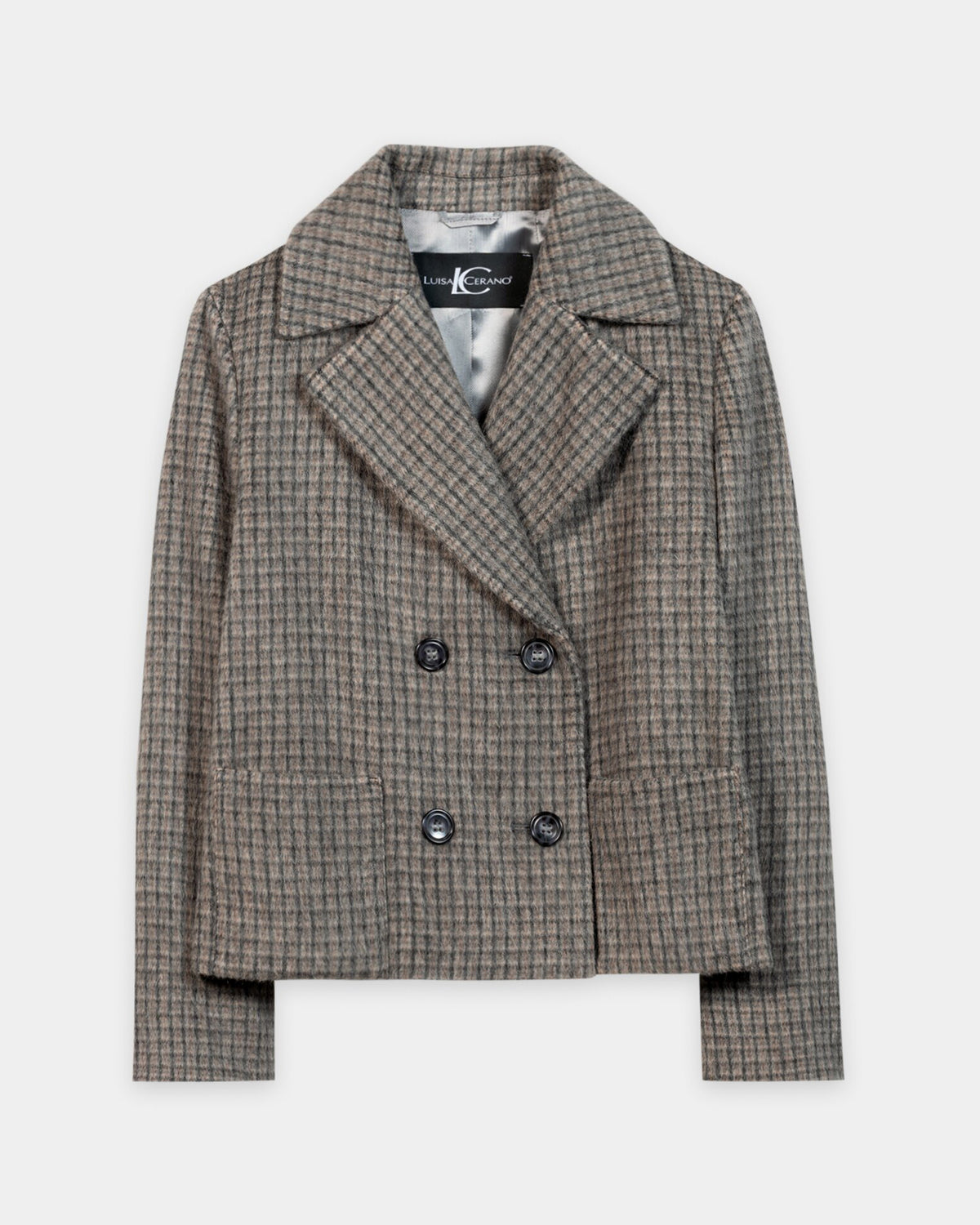 Wool Blend Check Jacket - Heather Grey