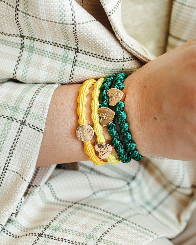 Woven Gold Heart - Chive Green