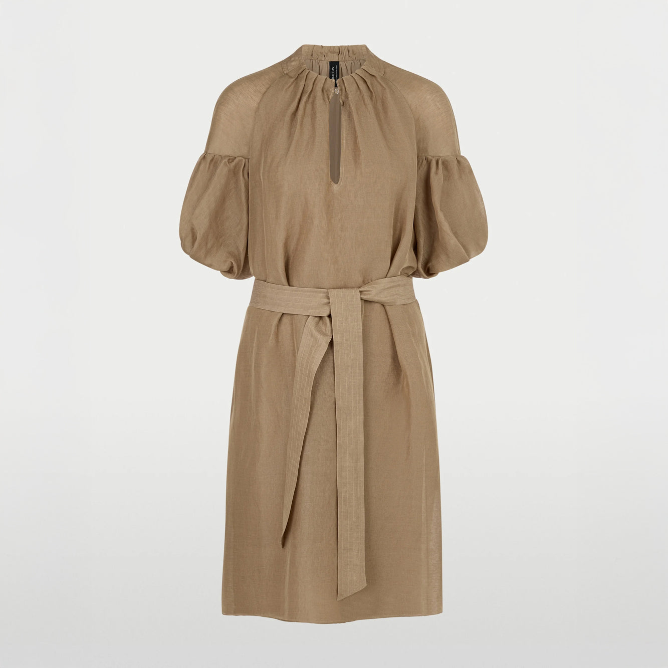 Pleated Puff Sleeve Dress - Cappuccino