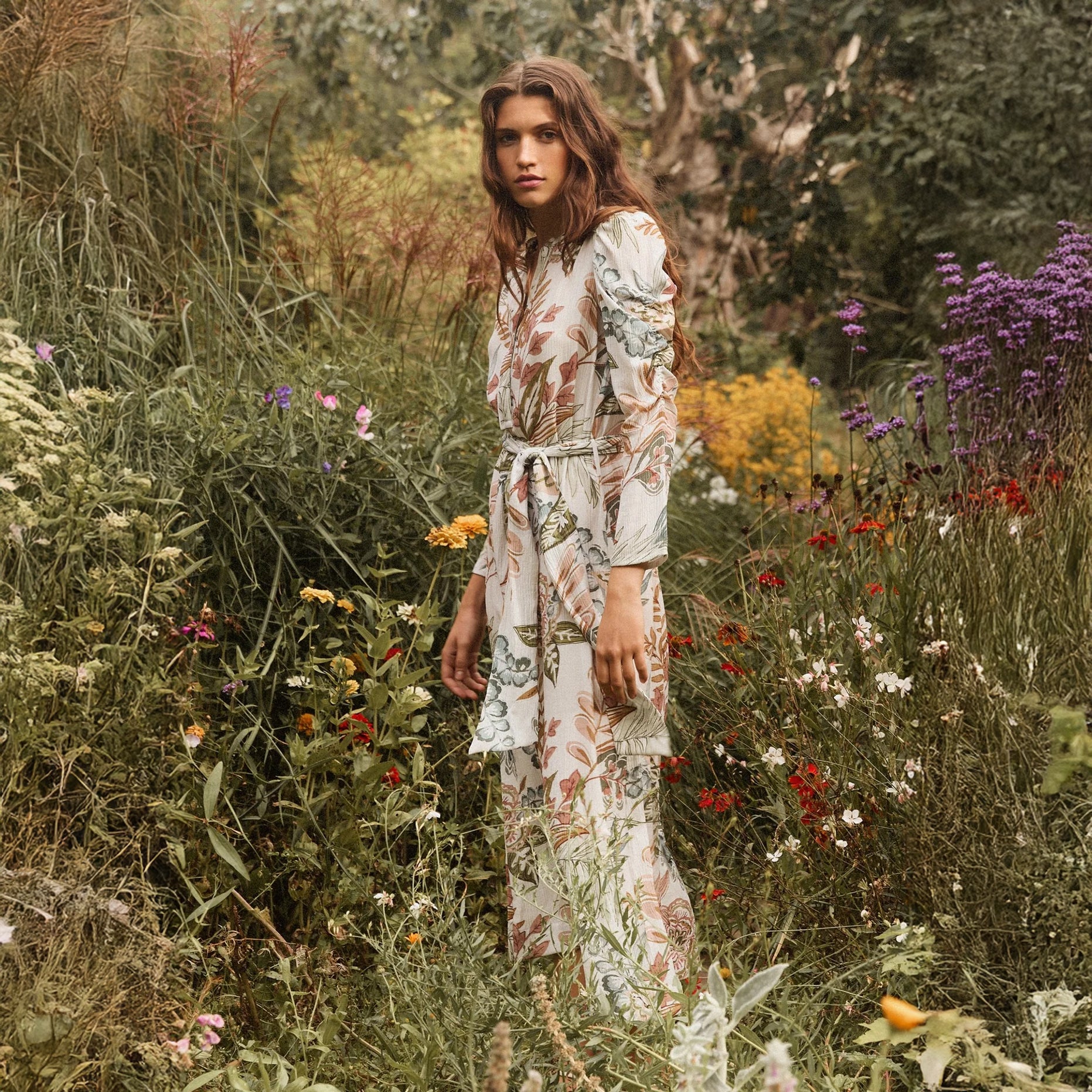 Yanna Gathered Dress - Passiflora