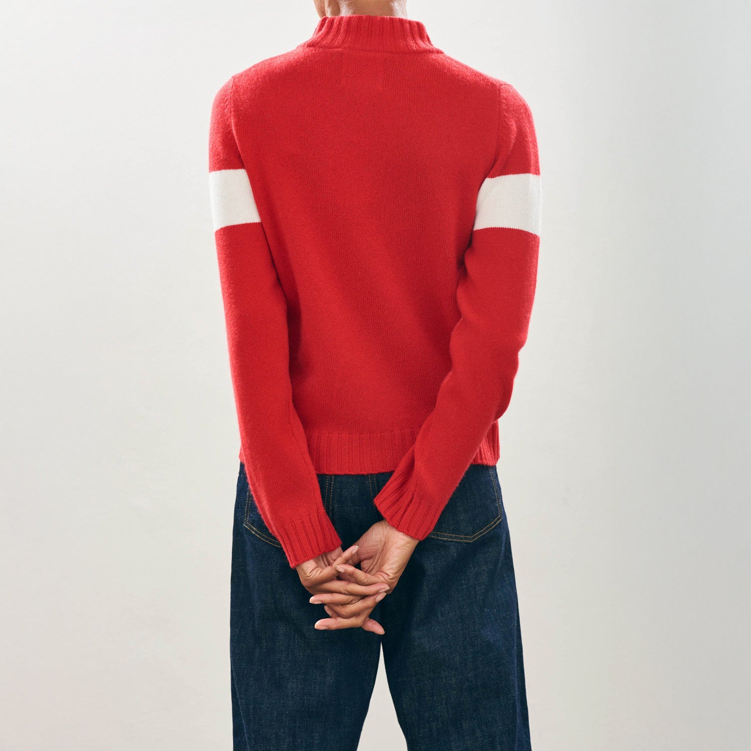 Contrast Ski Turtleneck - Akane/Maritime/White