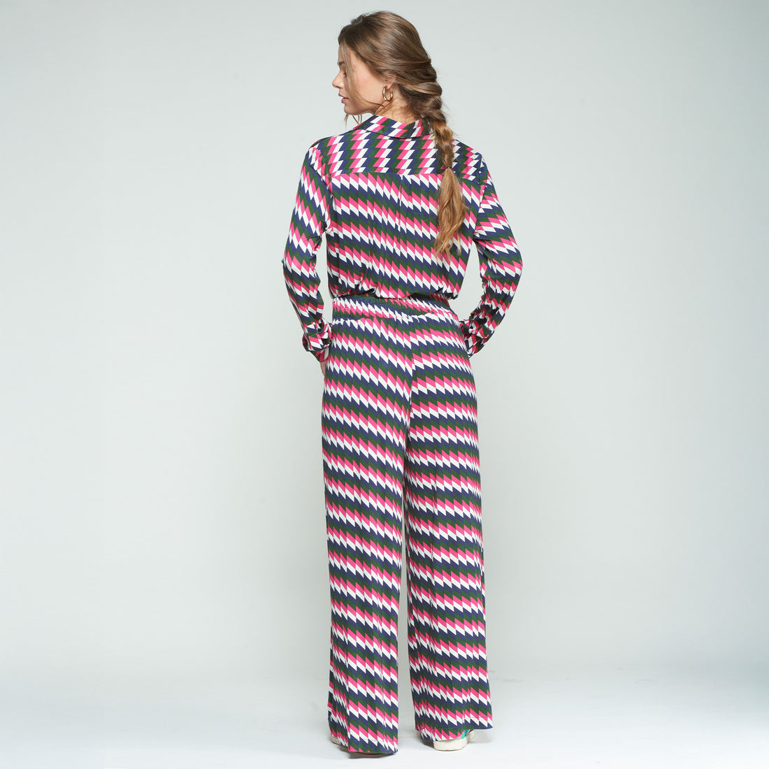 Zig Zag Jersey Trouser - Pink Green