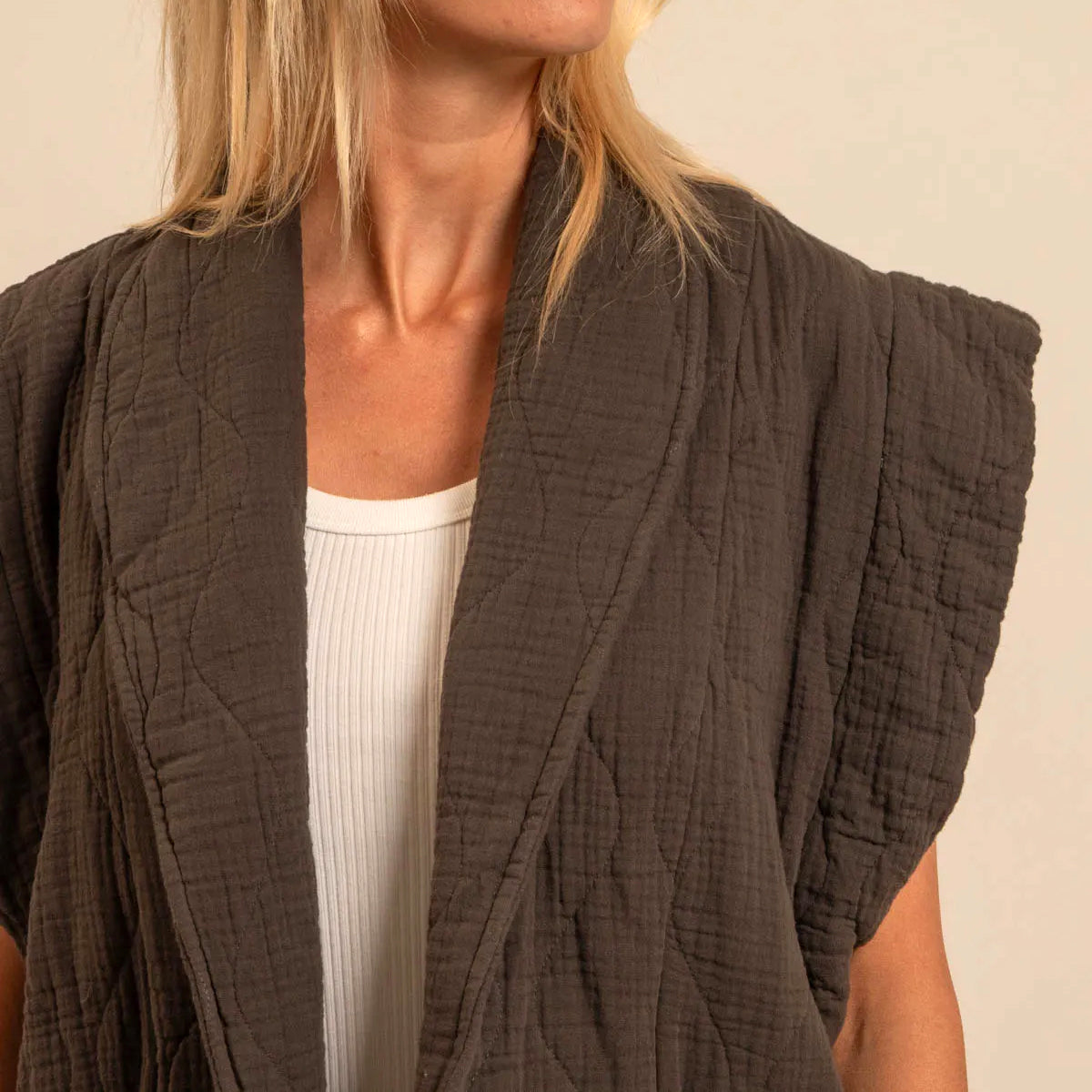 Brooklyn Muslin Quilt Gilet - Chocolate