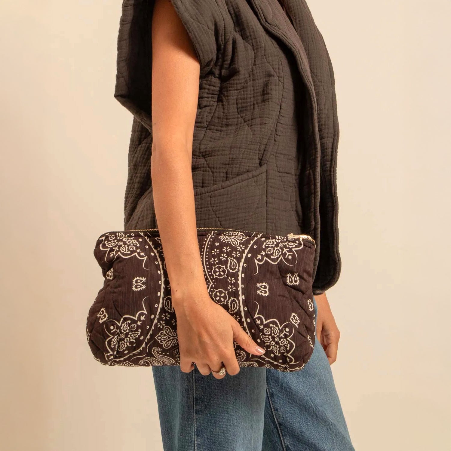 Brooklyn Muslin Quilt Gilet - Chocolate