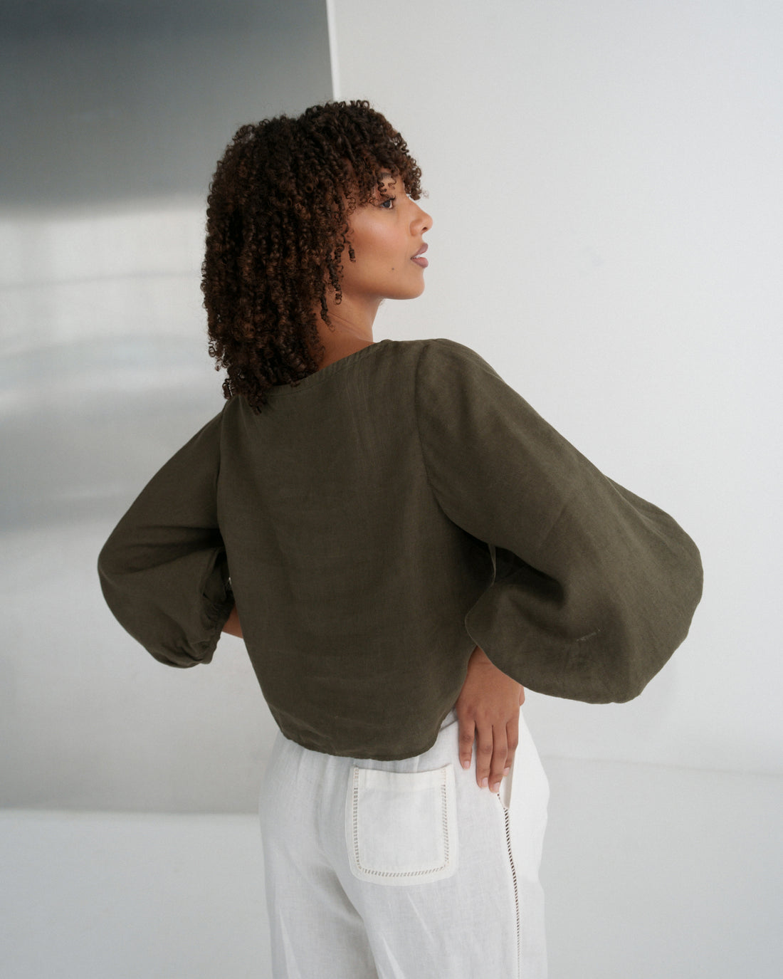 Demi Linen Top - Khaki