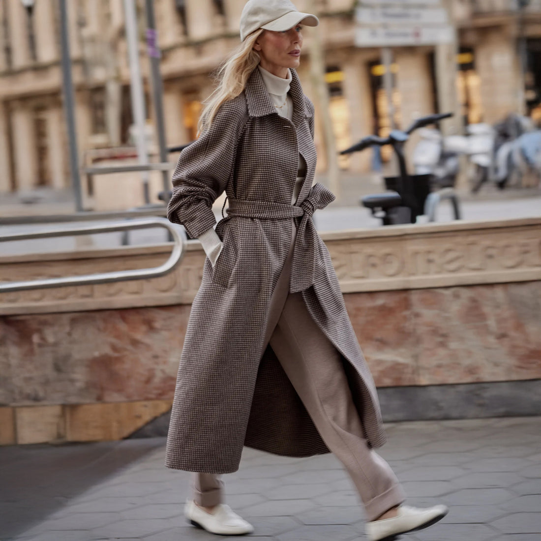 Tomlinson Belted Long Coat - Deep Taupe / Sandshell Micro Puppyt