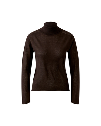 Fine Knit Roll Neck - Chocolate