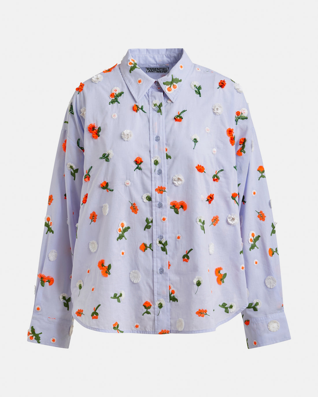 Jimena Embroidered Boxy Shirt - Nile Blue