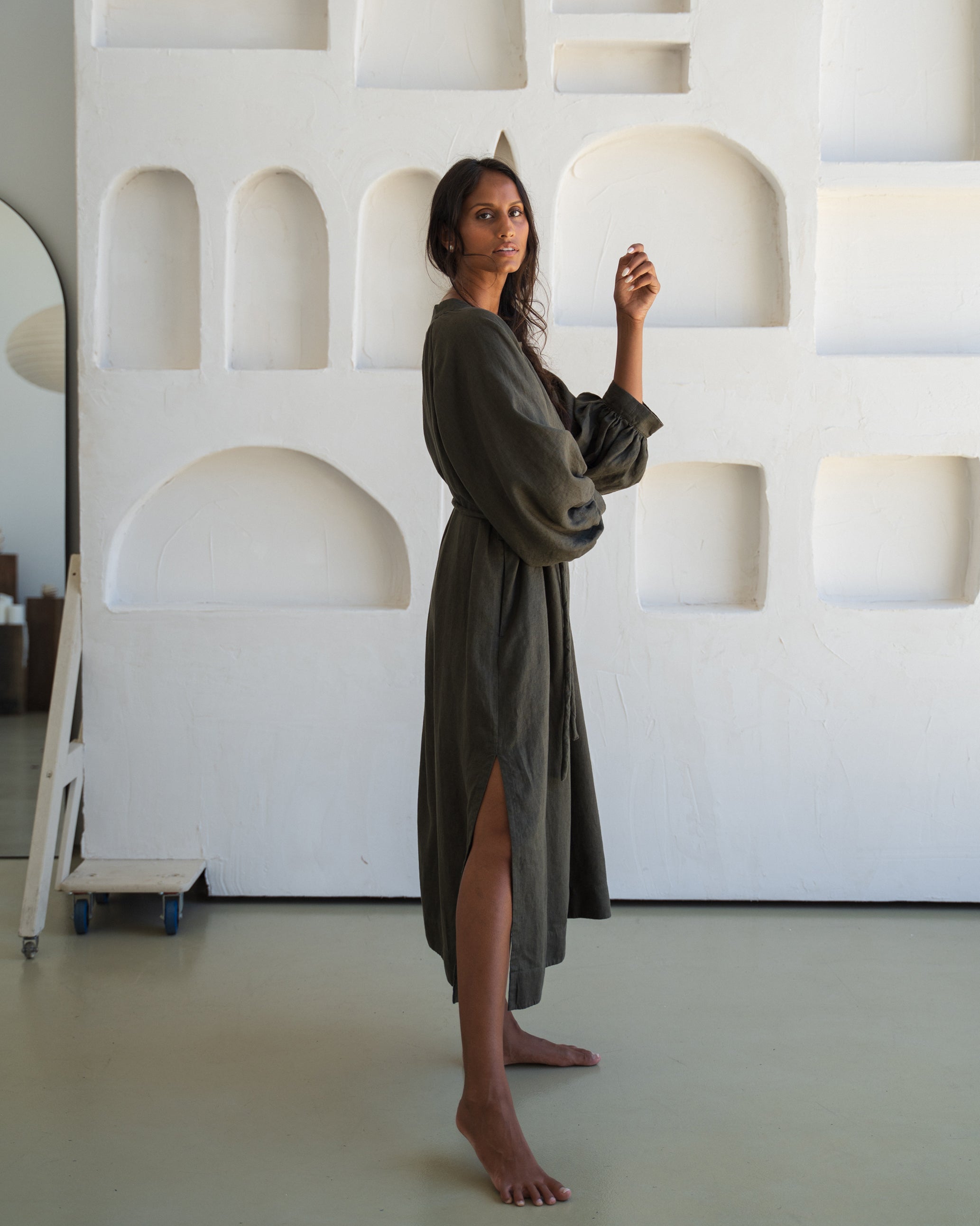 Mae Linen Dress - Khaki