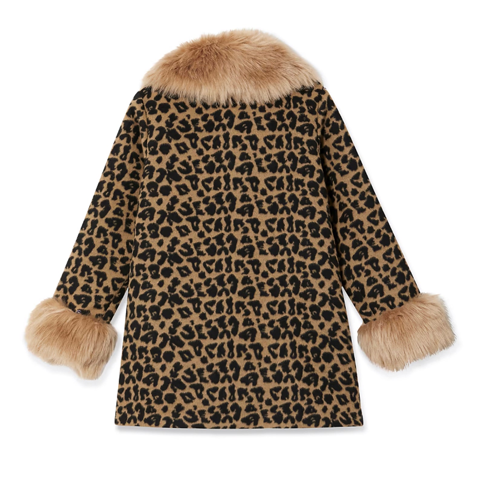 Leopard Coat With Fur Trims - Brown