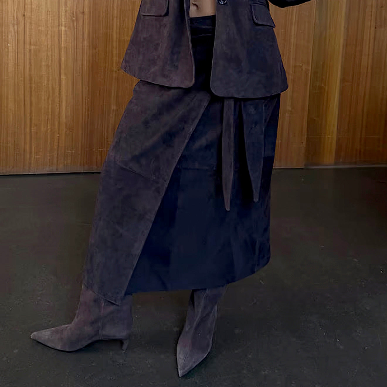 Chocolate Suede Jaspre Skirt - Brown