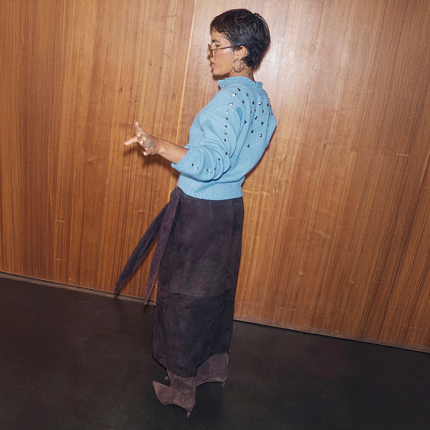 Chocolate Suede Jaspre Skirt - Brown