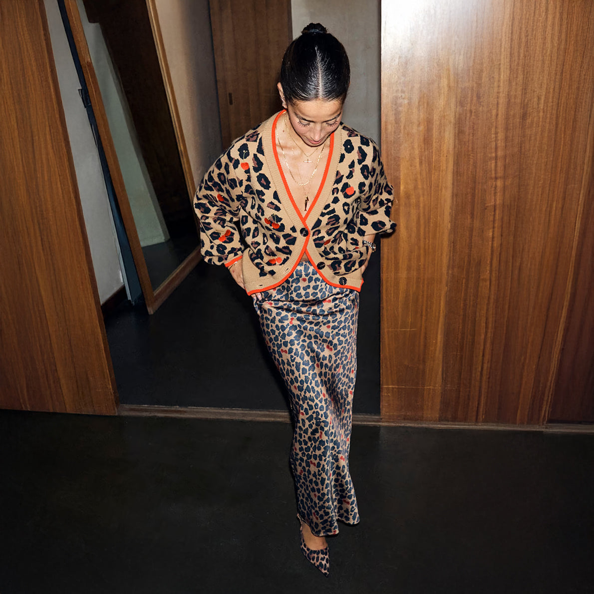 Cherry Leopard Dorris Skirt - Brown