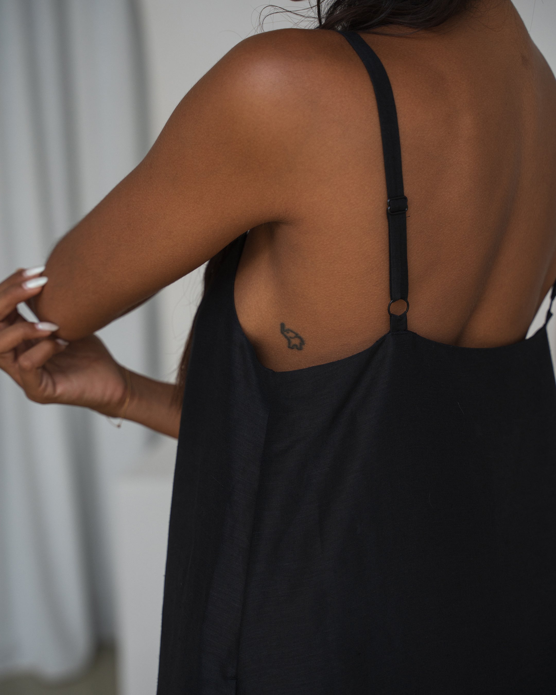 Nova Linen Silk Dress - Black