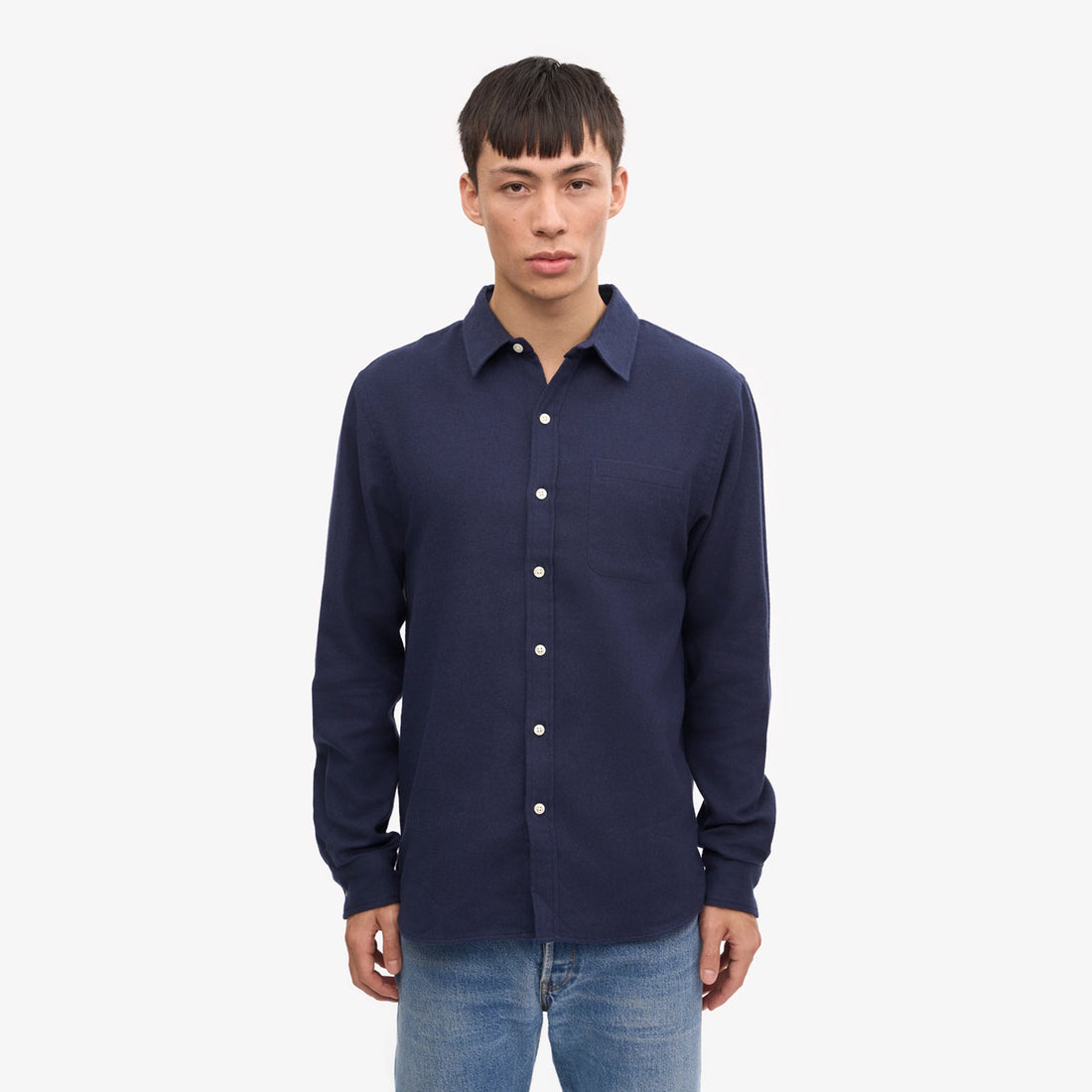 Organic Flannel Shirt - Navy Blue