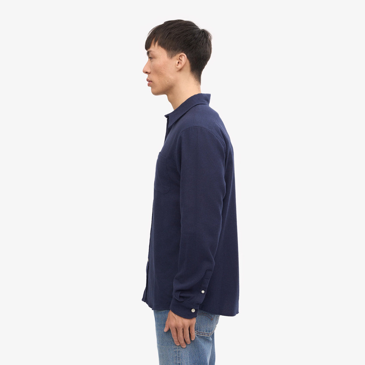 Organic Flannel Shirt - Navy Blue