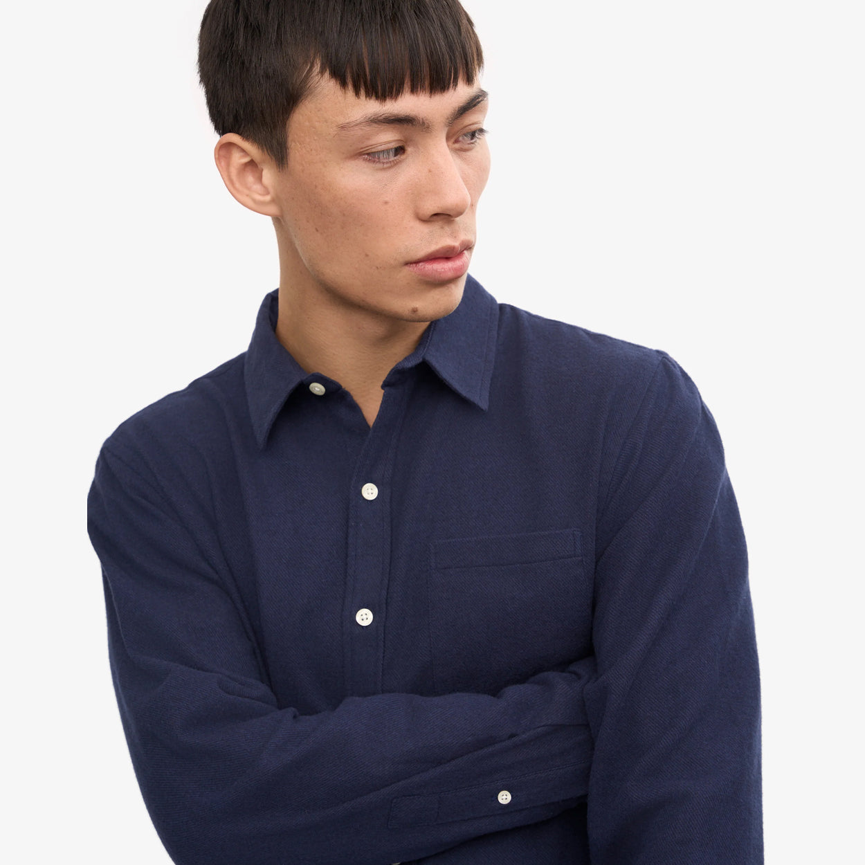 Organic Flannel Shirt - Navy Blue