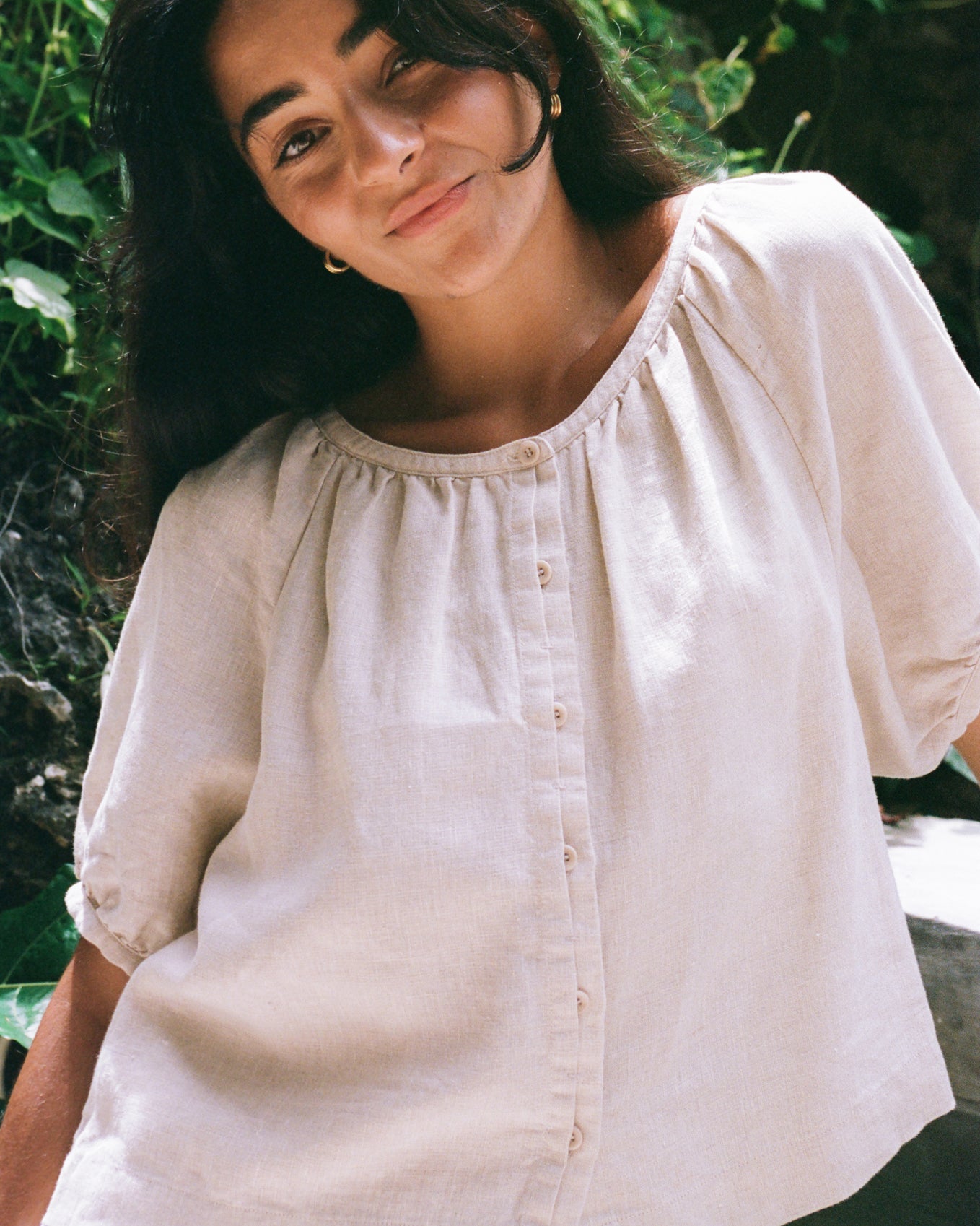 Pia Linen Top - Oatmeal