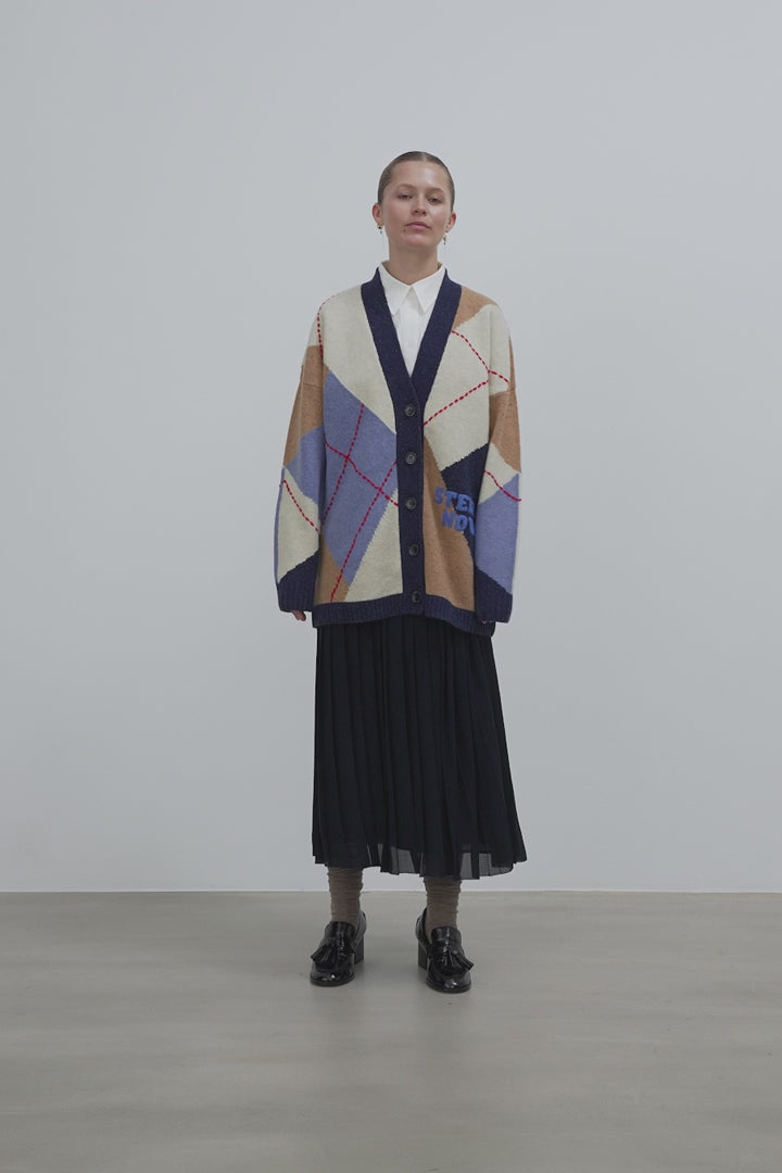 Oversized Cardigan In Wool Mix - Blue Sea