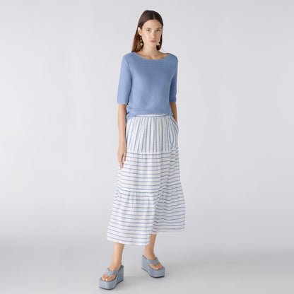 Striped Maxi Skirt - White/Blue