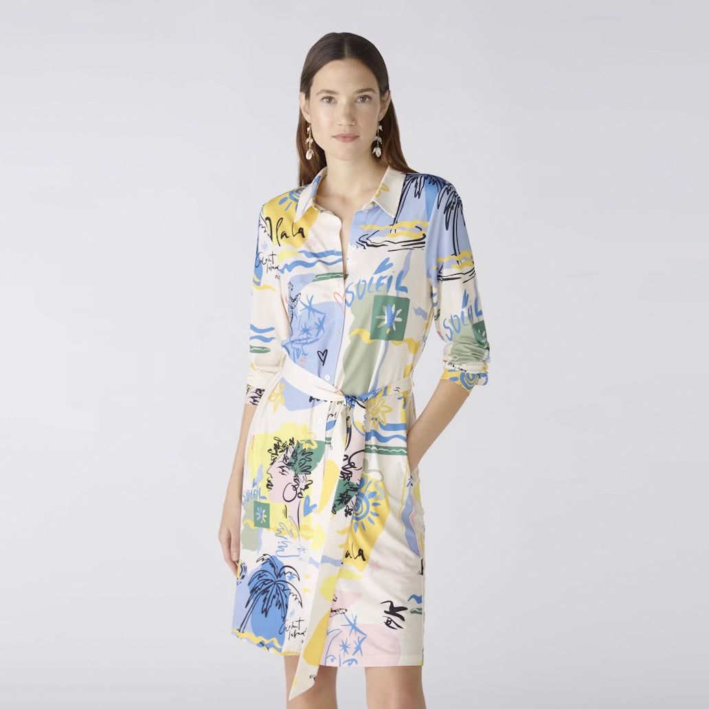 Marlene Pattern Dress - Yellow/Blue