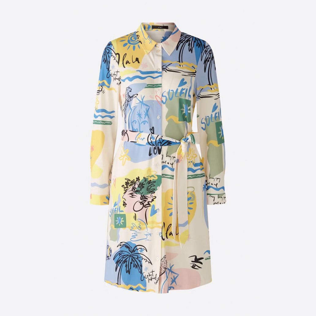 Marlene Pattern Dress - Yellow/Blue