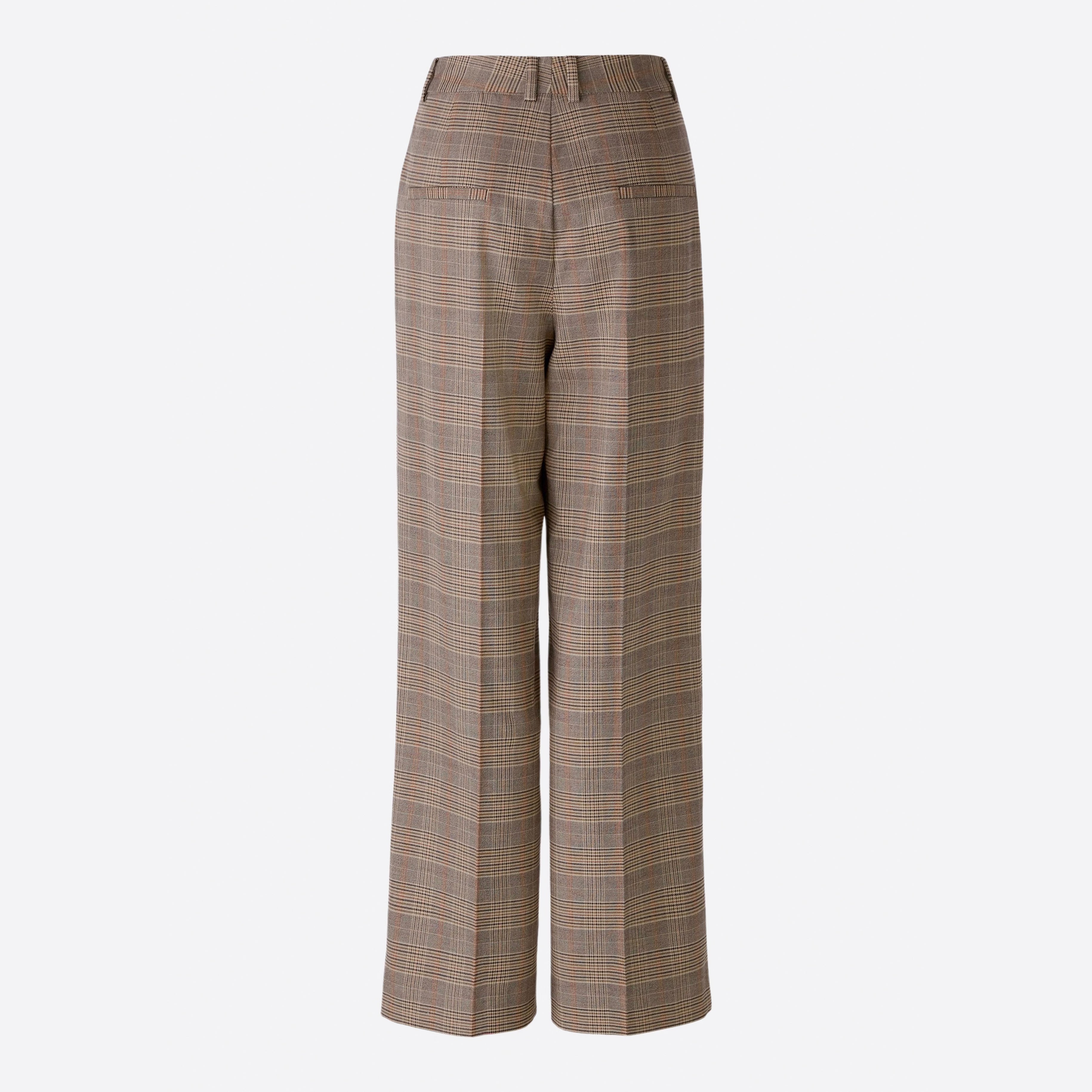 Check Wide Leg Trousers - Light Stone Grey